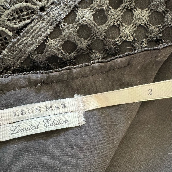 Leon Max Limited Edition Metallic Black Laser Cut Mini Dress Size 2 - Picture 9 of 10